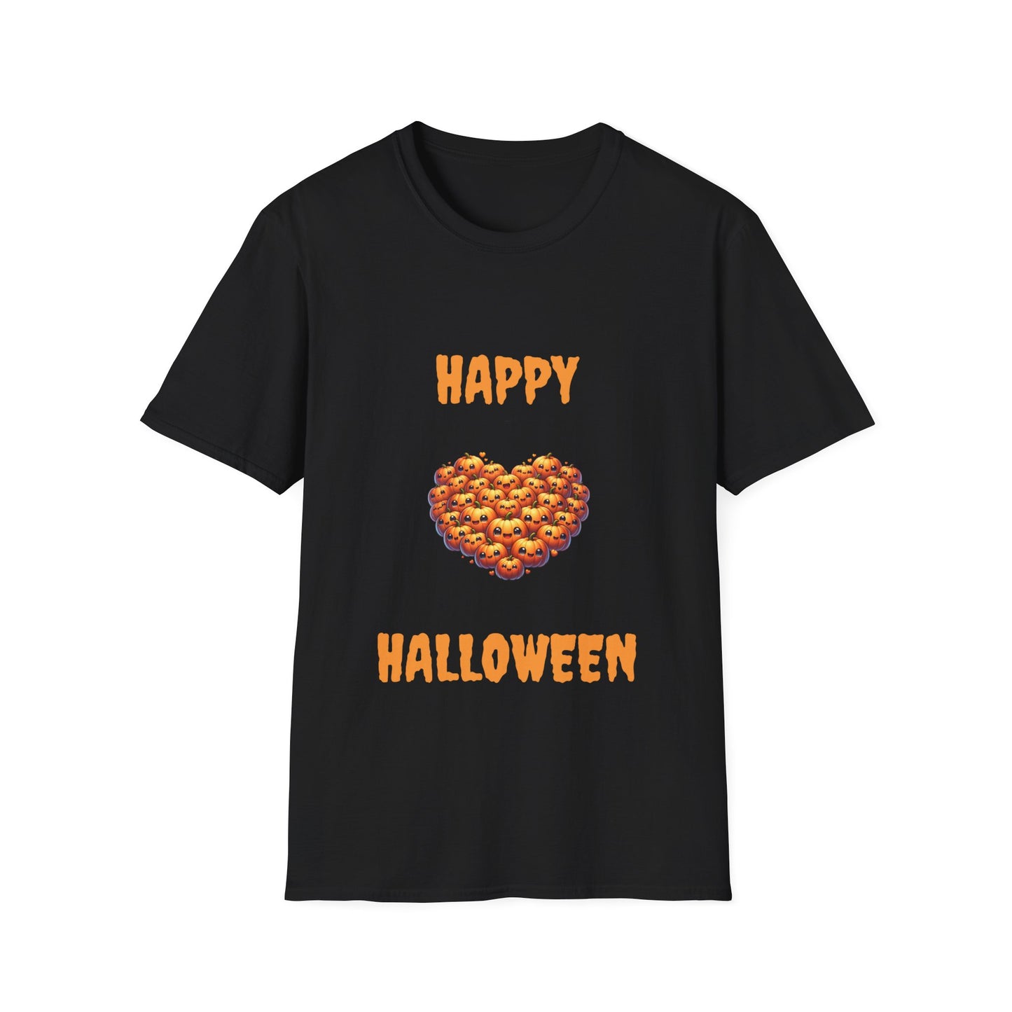 Happy Halloween, Pumpkin, Heart, Black TShirt, Fall, Autumn, Perfect Gift for Spooky Friends, Wife, Girlfriend, Mom, Sister, Daughter, Her