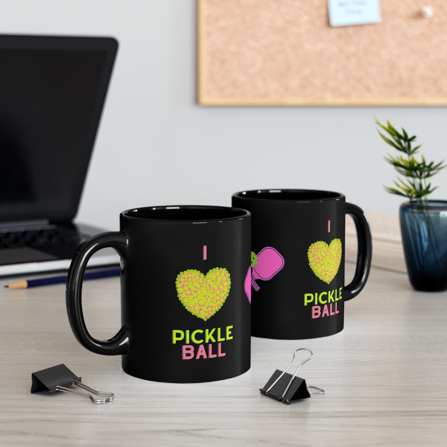 I Love Pickleball Black Mug - Perfect Gift for Players, Fans, Boyfriends, Girlfriends, Wives, Husbands, Friends, Coworkers, Boss, Guys, Her