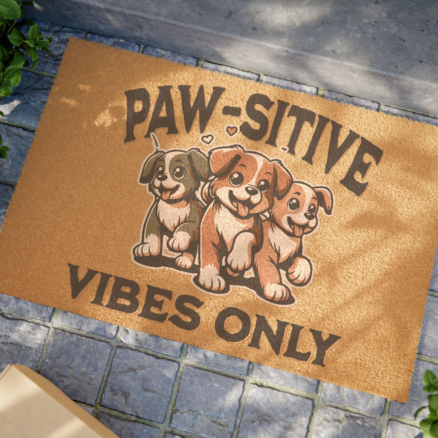 Paw-sitive Vibes Only Doormat, Custom Dog Welcome Mat, Personalized Outdoor Coir Mat, Cute Pet Entryway Rug, Cheerful Home Decor