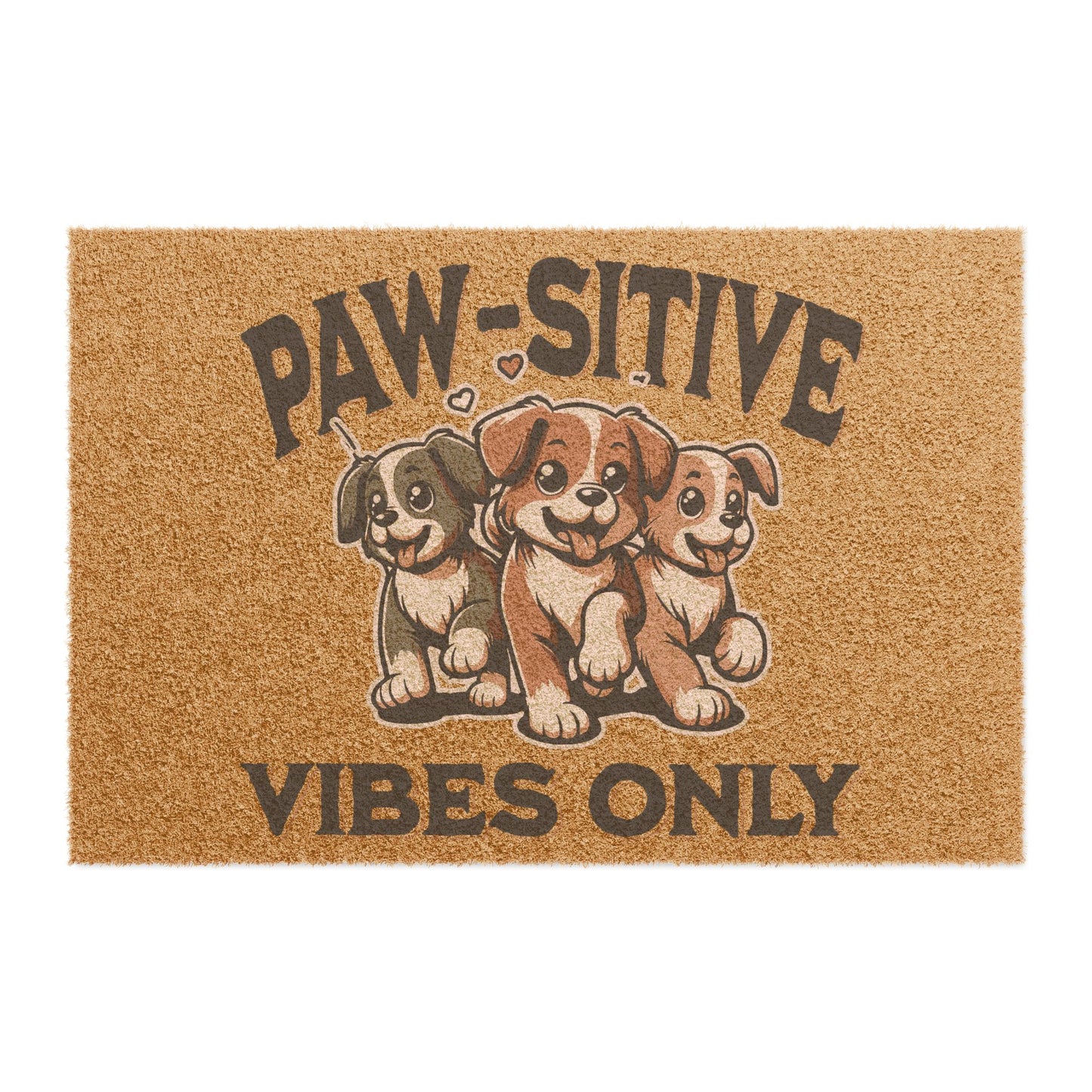 Paw-sitive Vibes Only Doormat, Custom Dog Welcome Mat, Personalized Outdoor Coir Mat, Cute Pet Entryway Rug, Cheerful Home Decor