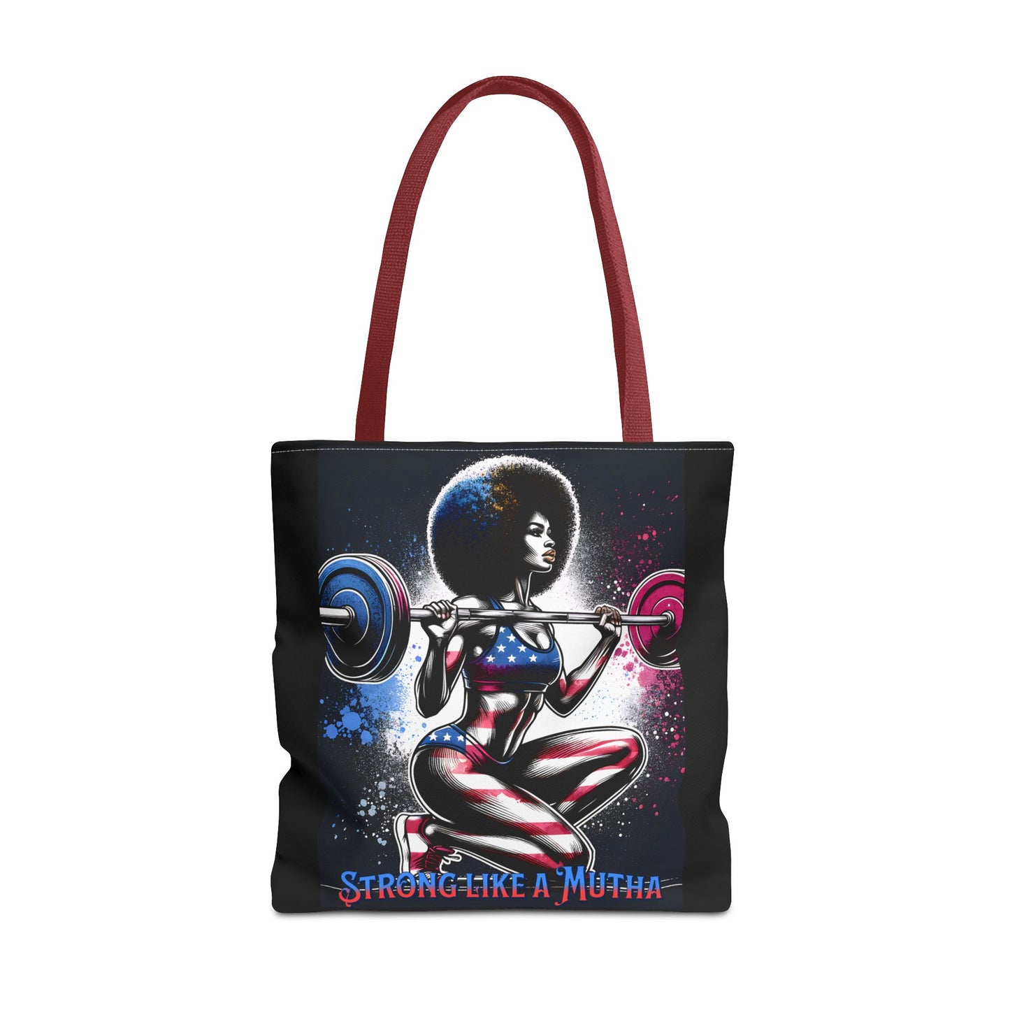 Strong Like a Mutha Tote Bag, Patriotic, Fitness, Exercise, Tote Bag, Barbell, Perfect Gift, Gift For Her, Gift for Friends, Holiday Gift
