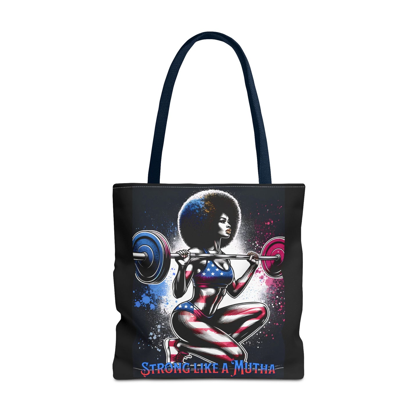 Strong Like a Mutha Tote Bag, Patriotic, Fitness, Exercise, Tote Bag, Barbell, Perfect Gift, Gift For Her, Gift for Friends, Holiday Gift