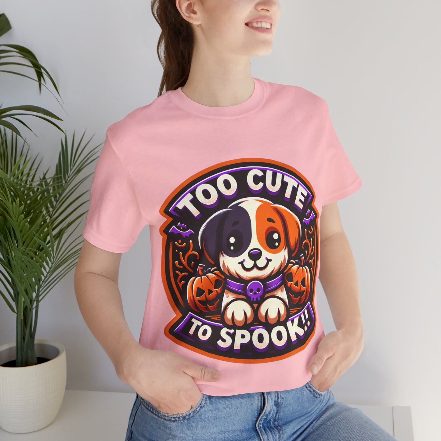 Too Cute to Spook Halloween Puppy Tshirt, Cute Dog Pumpkin T-shirt, Unisex Cozy Fall Tee, Halloween Gift for Dog Lovers shirt, Gift for all