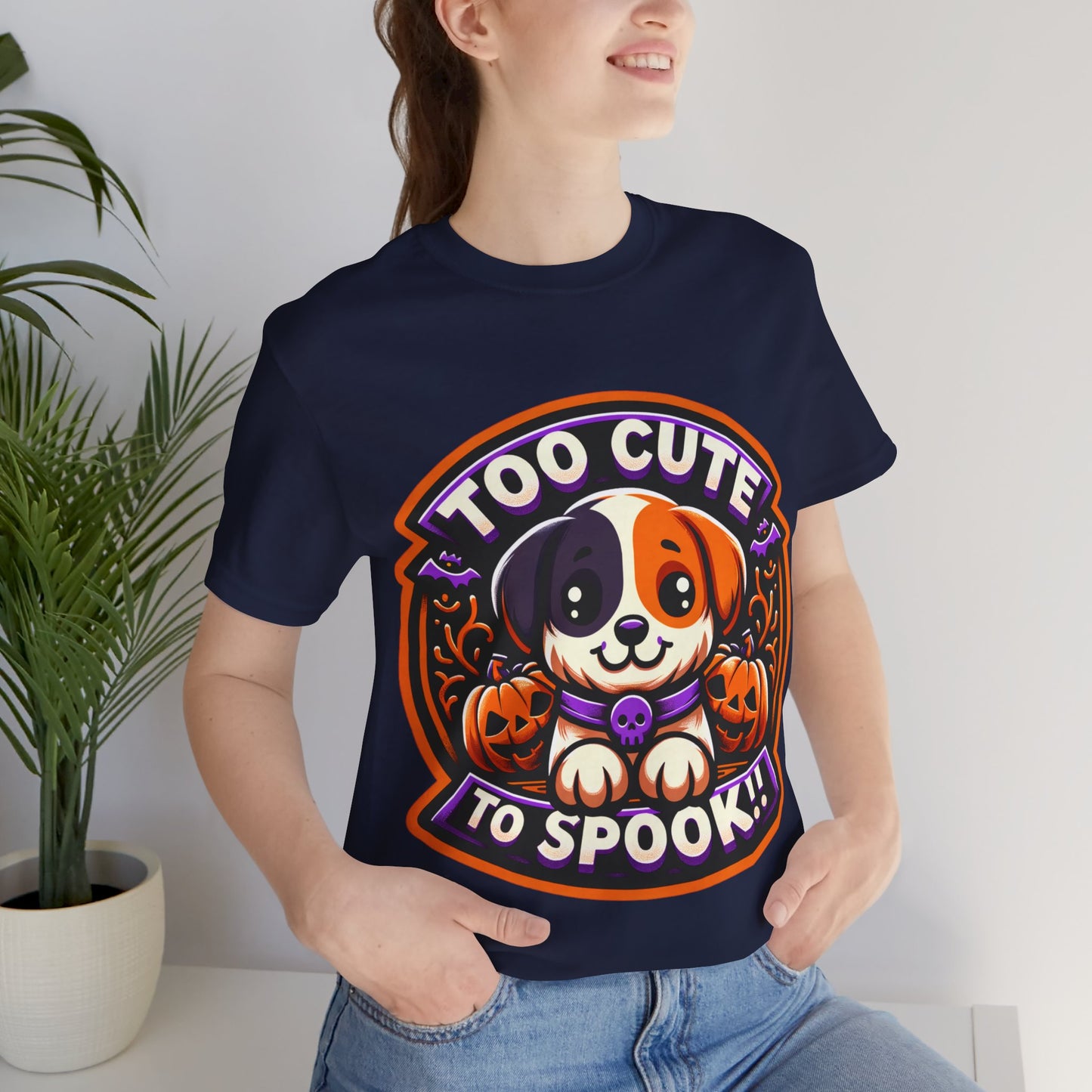 Too Cute to Spook Halloween Puppy Tshirt, Cute Dog Pumpkin T-shirt, Unisex Cozy Fall Tee, Halloween Gift for Dog Lovers shirt, Gift for all