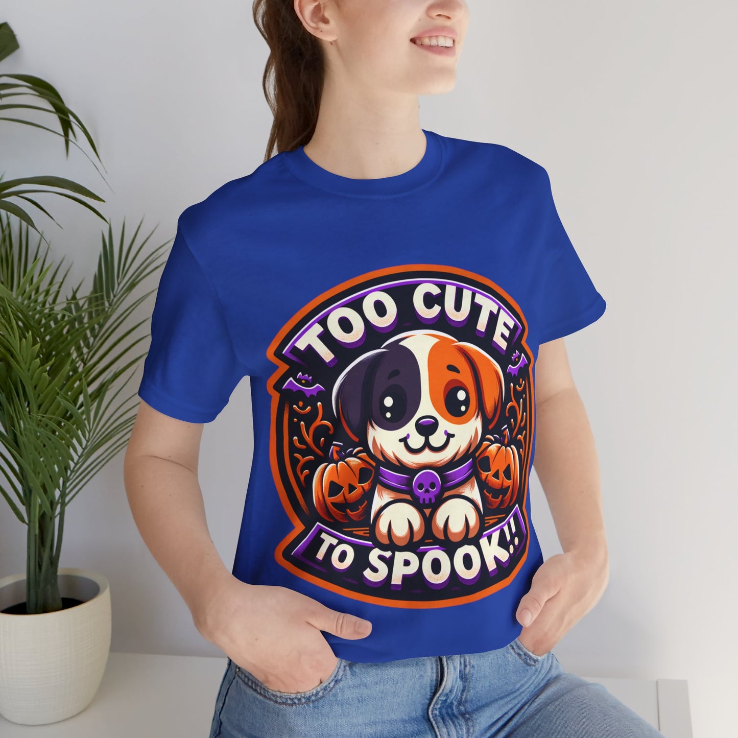 Too Cute to Spook Halloween Puppy Tshirt, Cute Dog Pumpkin T-shirt, Unisex Cozy Fall Tee, Halloween Gift for Dog Lovers shirt, Gift for all
