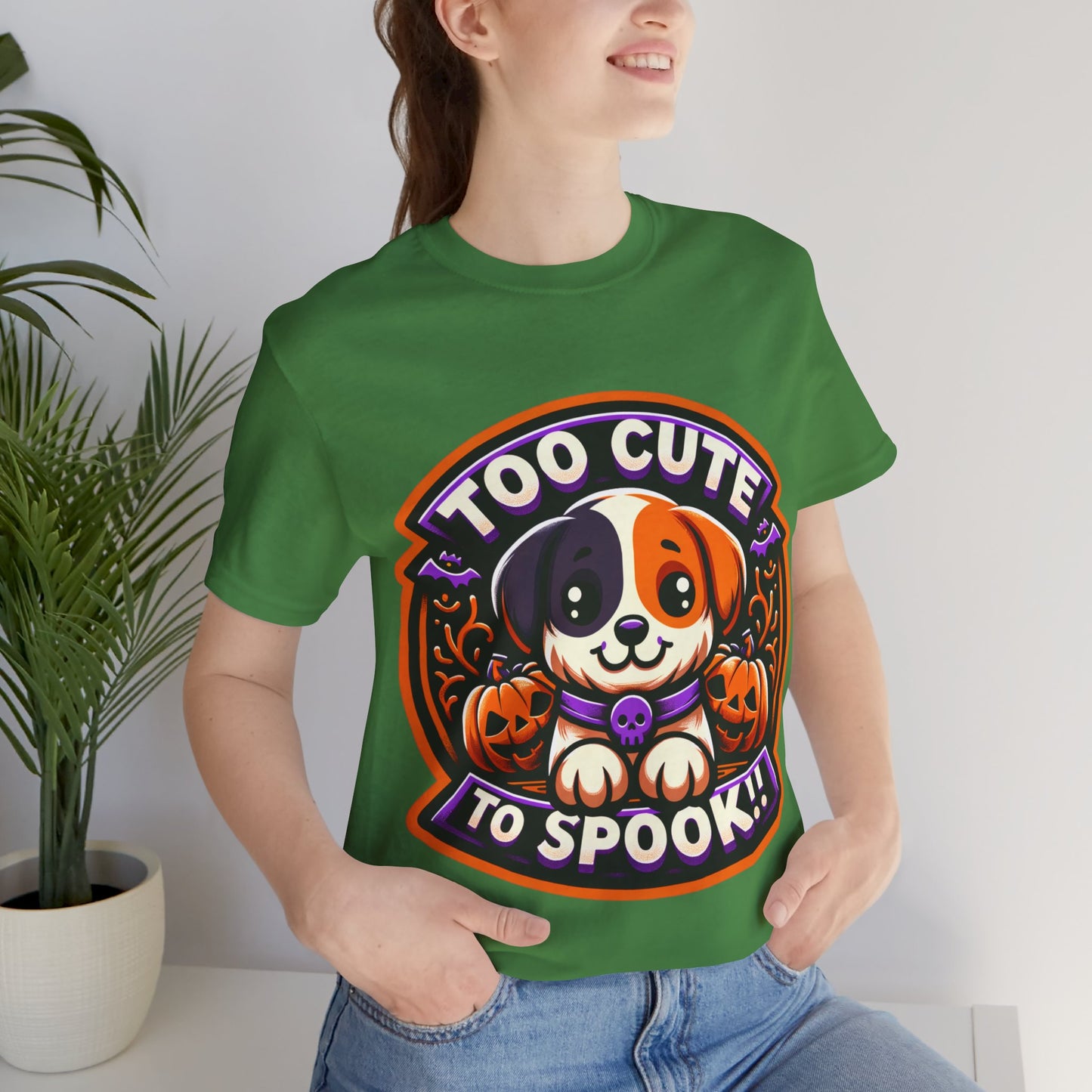 Too Cute to Spook Halloween Puppy Tshirt, Cute Dog Pumpkin T-shirt, Unisex Cozy Fall Tee, Halloween Gift for Dog Lovers shirt, Gift for all