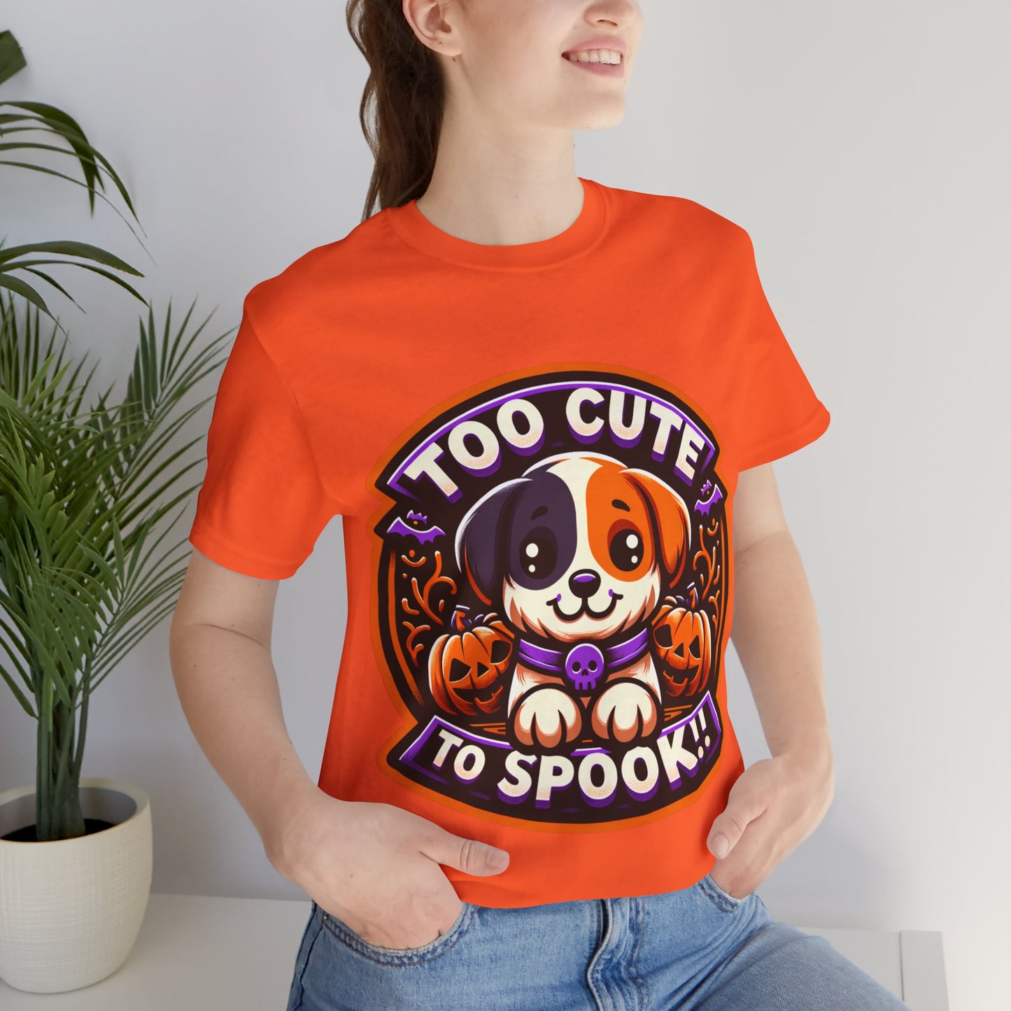 Too Cute to Spook Halloween Puppy Tshirt, Cute Dog Pumpkin T-shirt, Unisex Cozy Fall Tee, Halloween Gift for Dog Lovers shirt, Gift for all