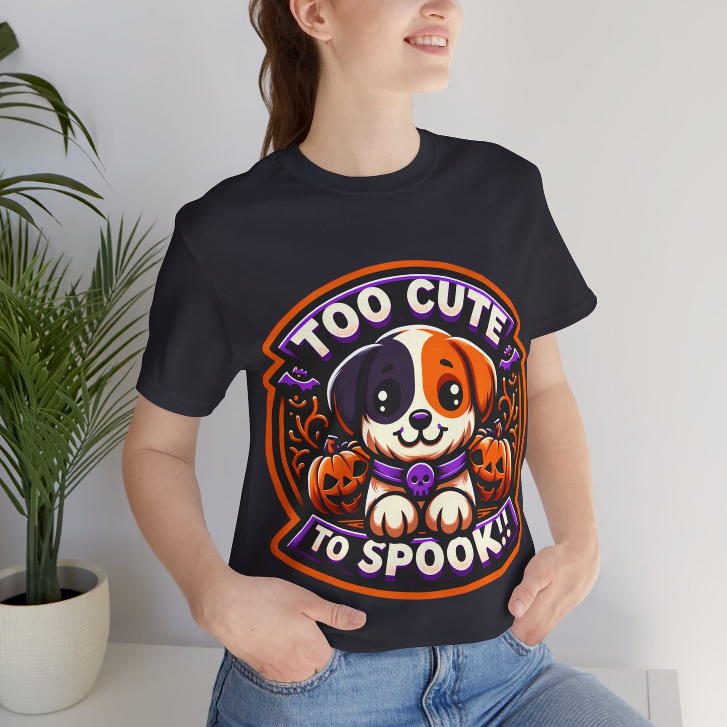 Too Cute to Spook Halloween Puppy Tshirt, Cute Dog Pumpkin T-shirt, Unisex Cozy Fall Tee, Halloween Gift for Dog Lovers shirt, Gift for all