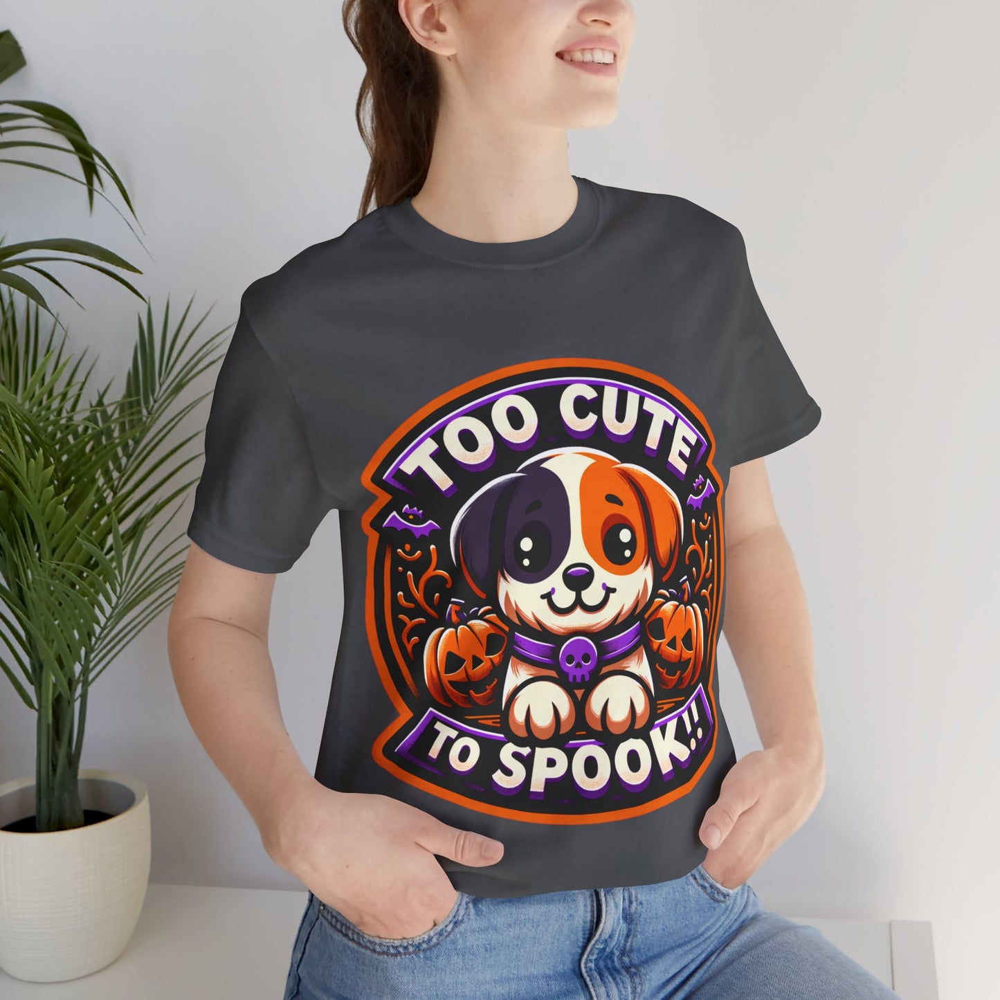 Too Cute to Spook Halloween Puppy Tshirt, Cute Dog Pumpkin T-shirt, Unisex Cozy Fall Tee, Halloween Gift for Dog Lovers shirt, Gift for all