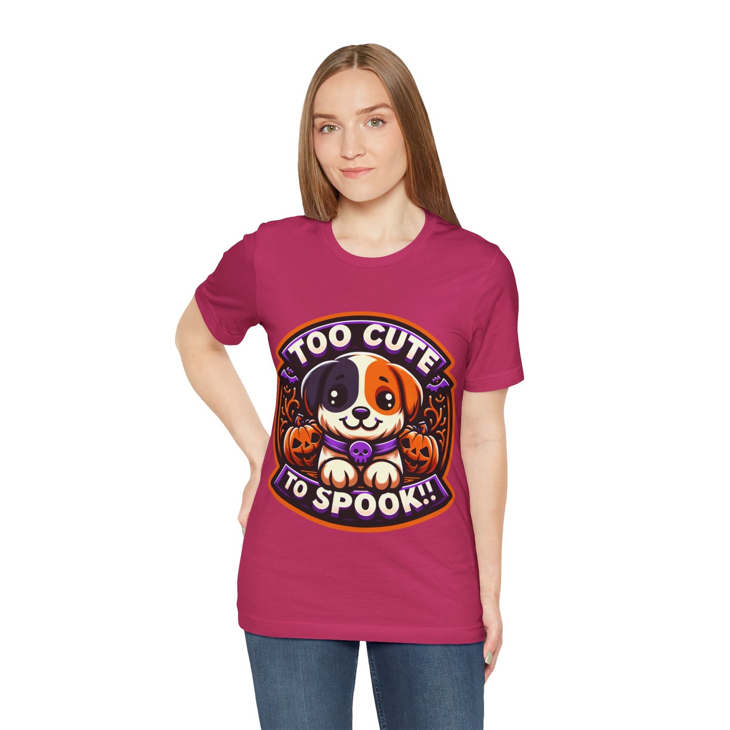 Too Cute to Spook Halloween Puppy Tshirt, Cute Dog Pumpkin T-shirt, Unisex Cozy Fall Tee, Halloween Gift for Dog Lovers shirt, Gift for all
