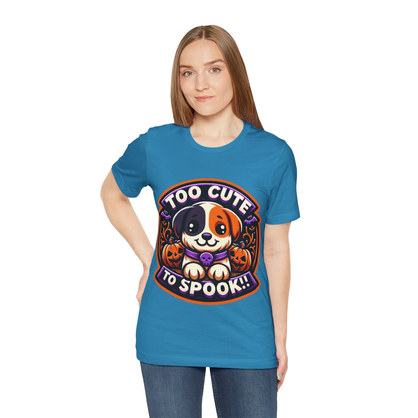 Too Cute to Spook Halloween Puppy Tshirt, Cute Dog Pumpkin T-shirt, Unisex Cozy Fall Tee, Halloween Gift for Dog Lovers shirt, Gift for all