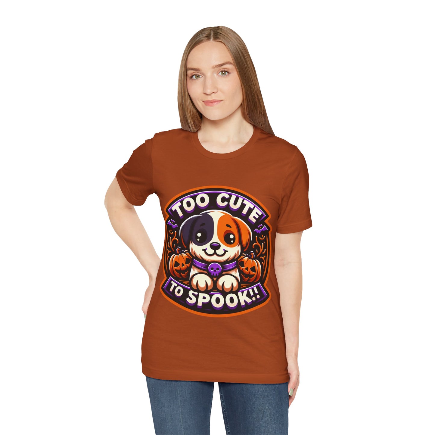Too Cute to Spook Halloween Puppy Tshirt, Cute Dog Pumpkin T-shirt, Unisex Cozy Fall Tee, Halloween Gift for Dog Lovers shirt, Gift for all