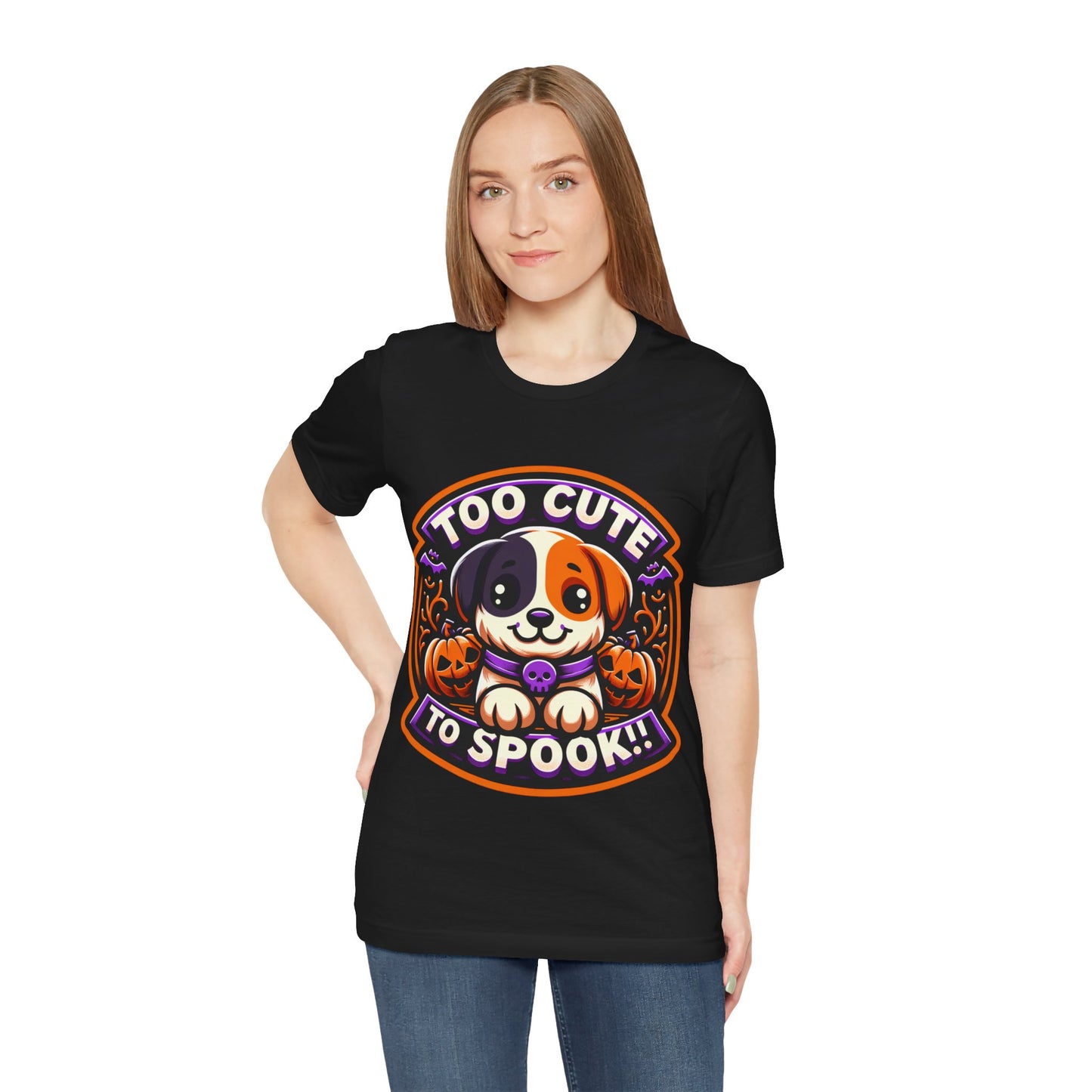 Too Cute to Spook Halloween Puppy Tshirt, Cute Dog Pumpkin T-shirt, Unisex Cozy Fall Tee, Halloween Gift for Dog Lovers shirt, Gift for all