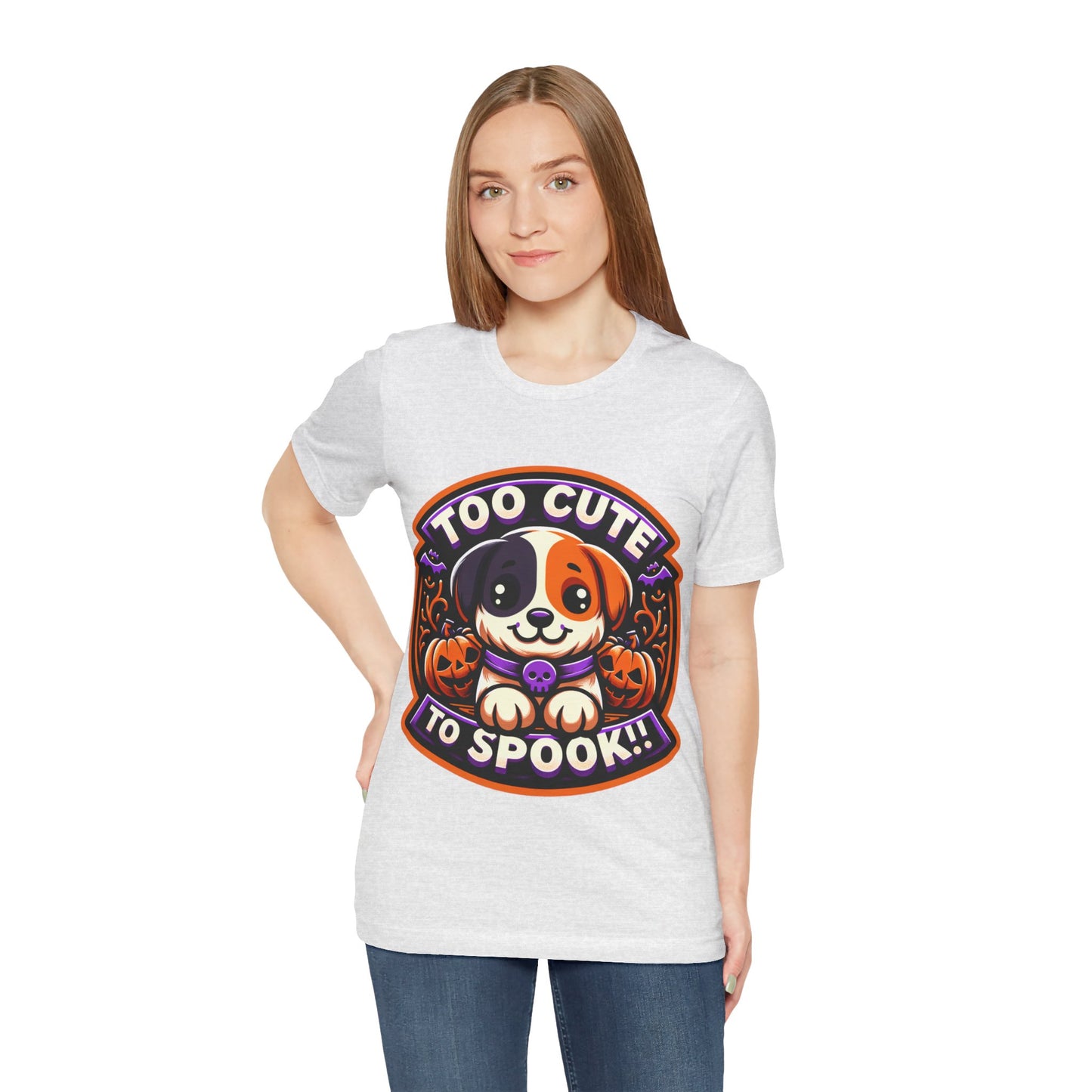 Too Cute to Spook Halloween Puppy Tshirt, Cute Dog Pumpkin T-shirt, Unisex Cozy Fall Tee, Halloween Gift for Dog Lovers shirt, Gift for all