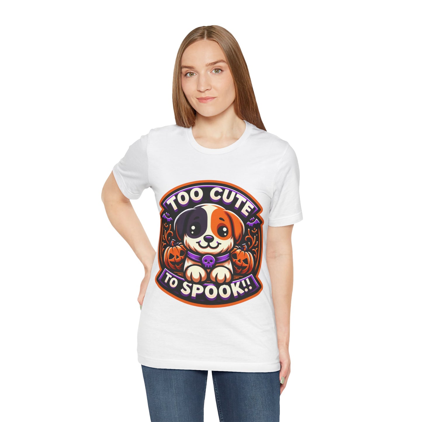 Too Cute to Spook Halloween Puppy Tshirt, Cute Dog Pumpkin T-shirt, Unisex Cozy Fall Tee, Halloween Gift for Dog Lovers shirt, Gift for all