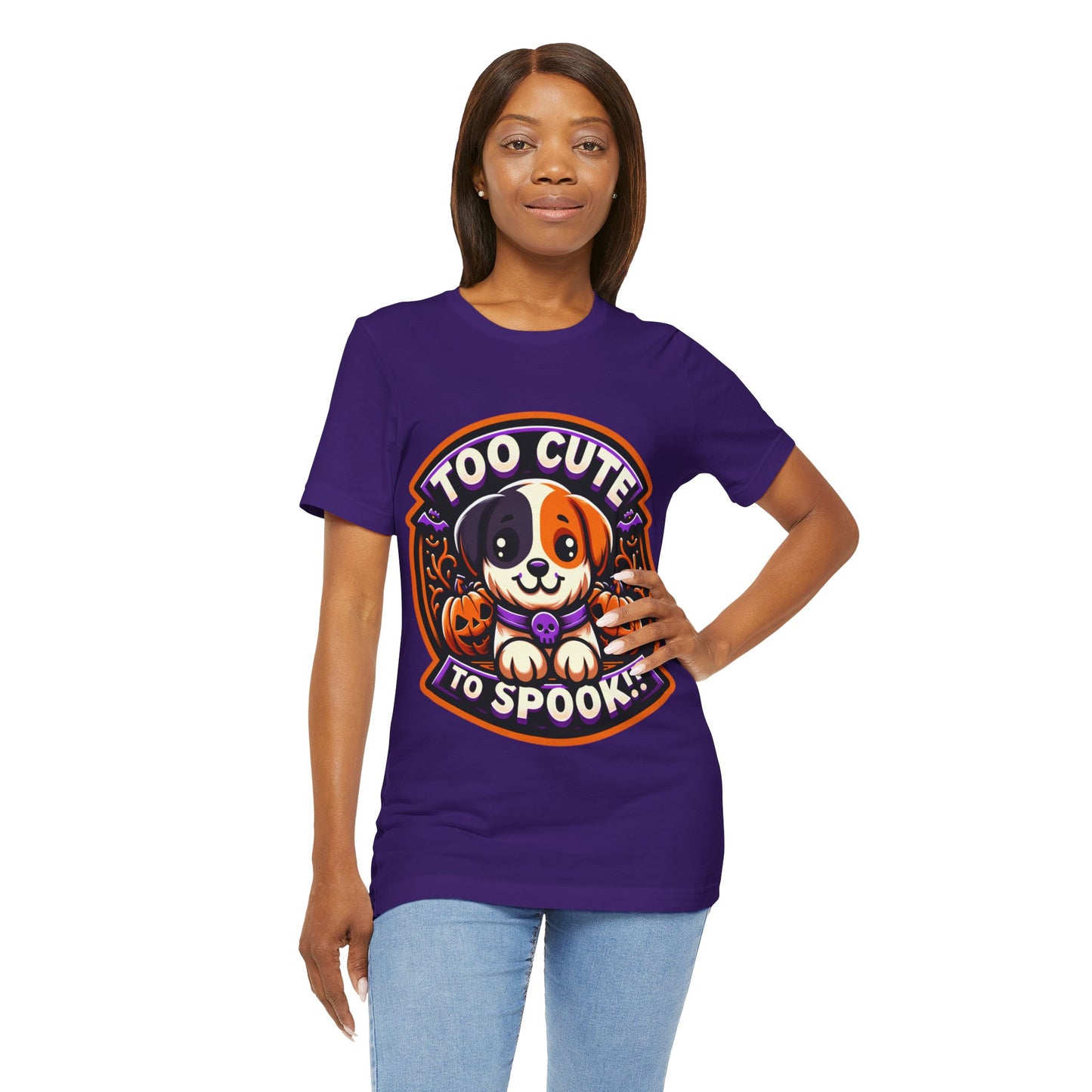 Too Cute to Spook Halloween Puppy Tshirt, Cute Dog Pumpkin T-shirt, Unisex Cozy Fall Tee, Halloween Gift for Dog Lovers shirt, Gift for all