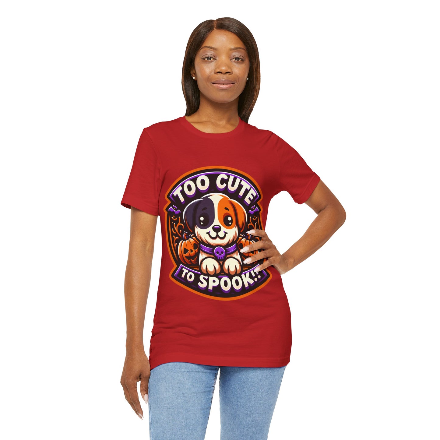 Too Cute to Spook Halloween Puppy Tshirt, Cute Dog Pumpkin T-shirt, Unisex Cozy Fall Tee, Halloween Gift for Dog Lovers shirt, Gift for all