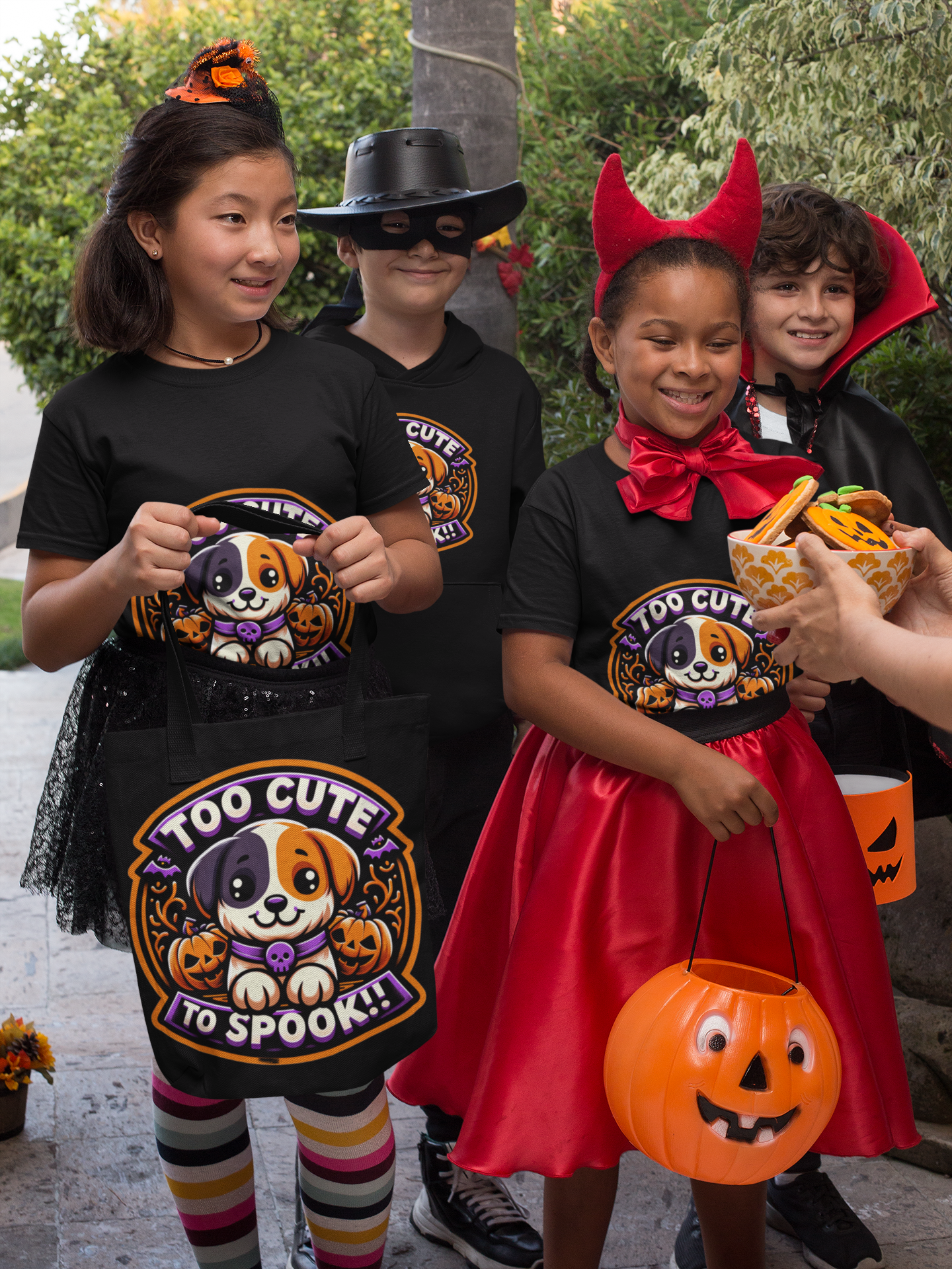 Too Cute to Spook Halloween Tote Bag, Puppy in Pumpkin, Halloween Dog Bag, Cute Halloween Tote, Trick or Treat Bag, Fall Accessories