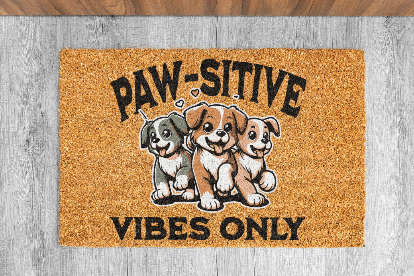 Paw-sitive Vibes Only Doormat, Custom Dog Welcome Mat, Personalized Outdoor Coir Mat, Cute Pet Entryway Rug, Cheerful Home Decor