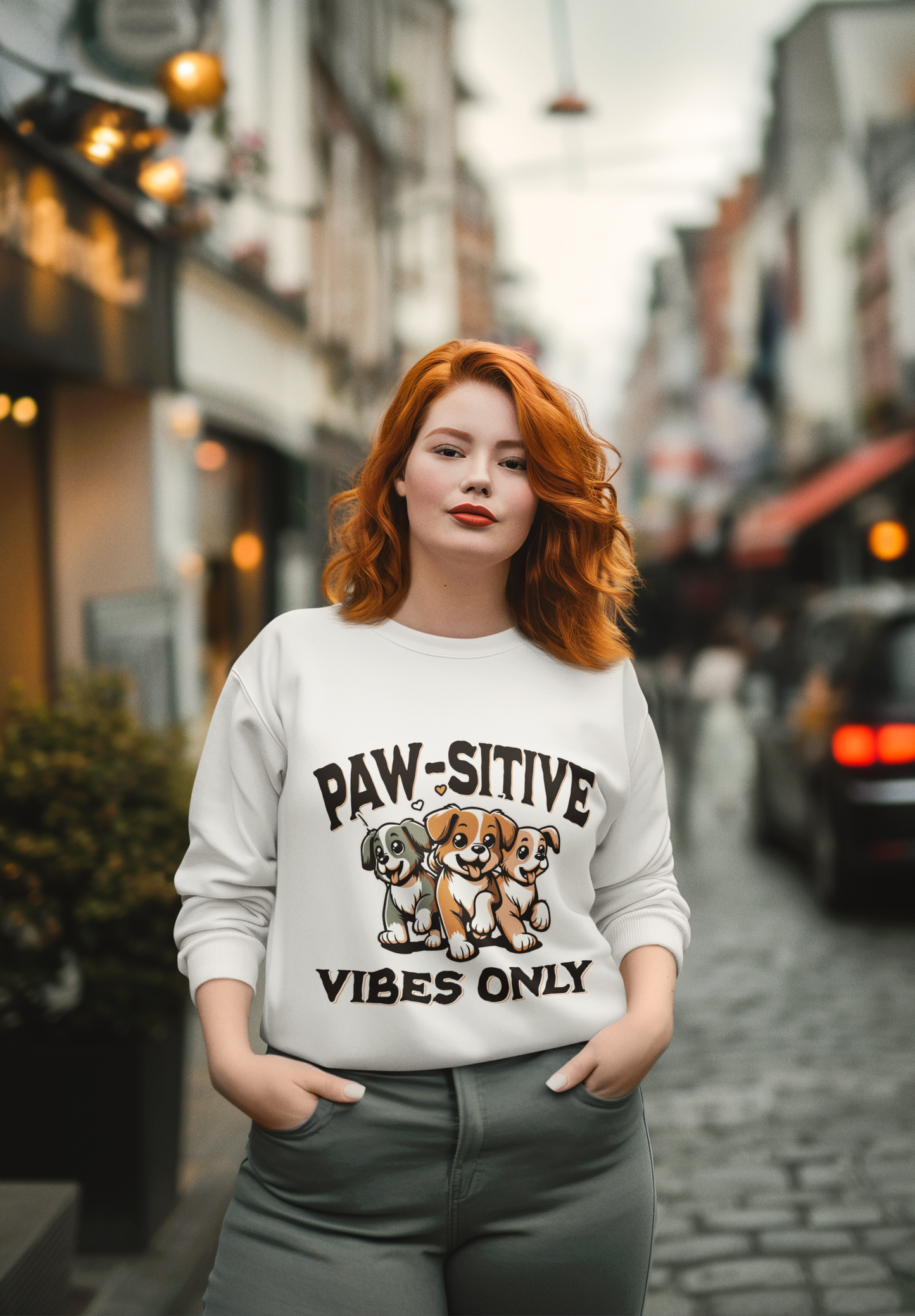 Paw-sitive Vibes Only Dog Lover Crewneck Sweatshirt, gift for her, Pet Lover Gift, Gifts for wife Shirt, gifts for mom, Black Lettering