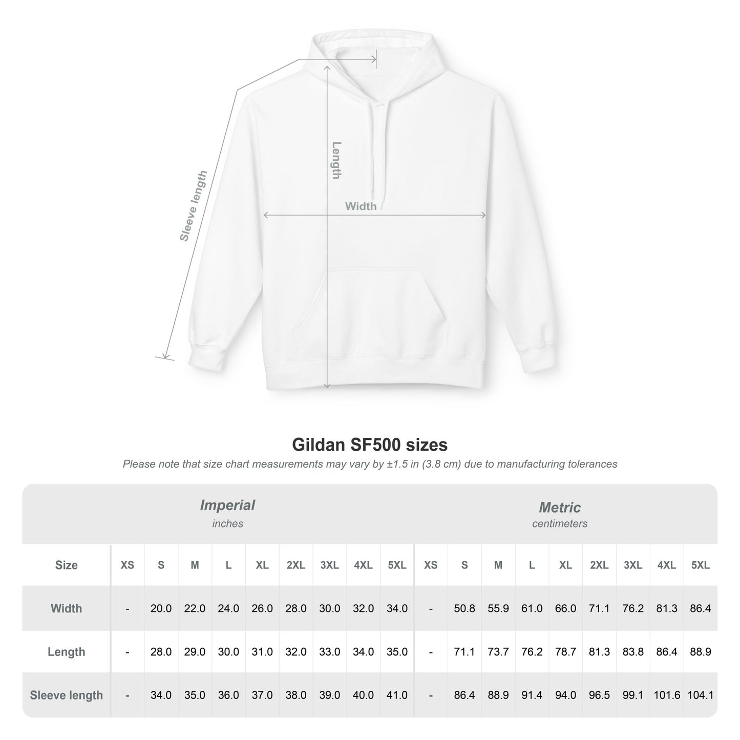 Size chart for Fuck Your Hate hoodie unisex sizing guide small to 3XL