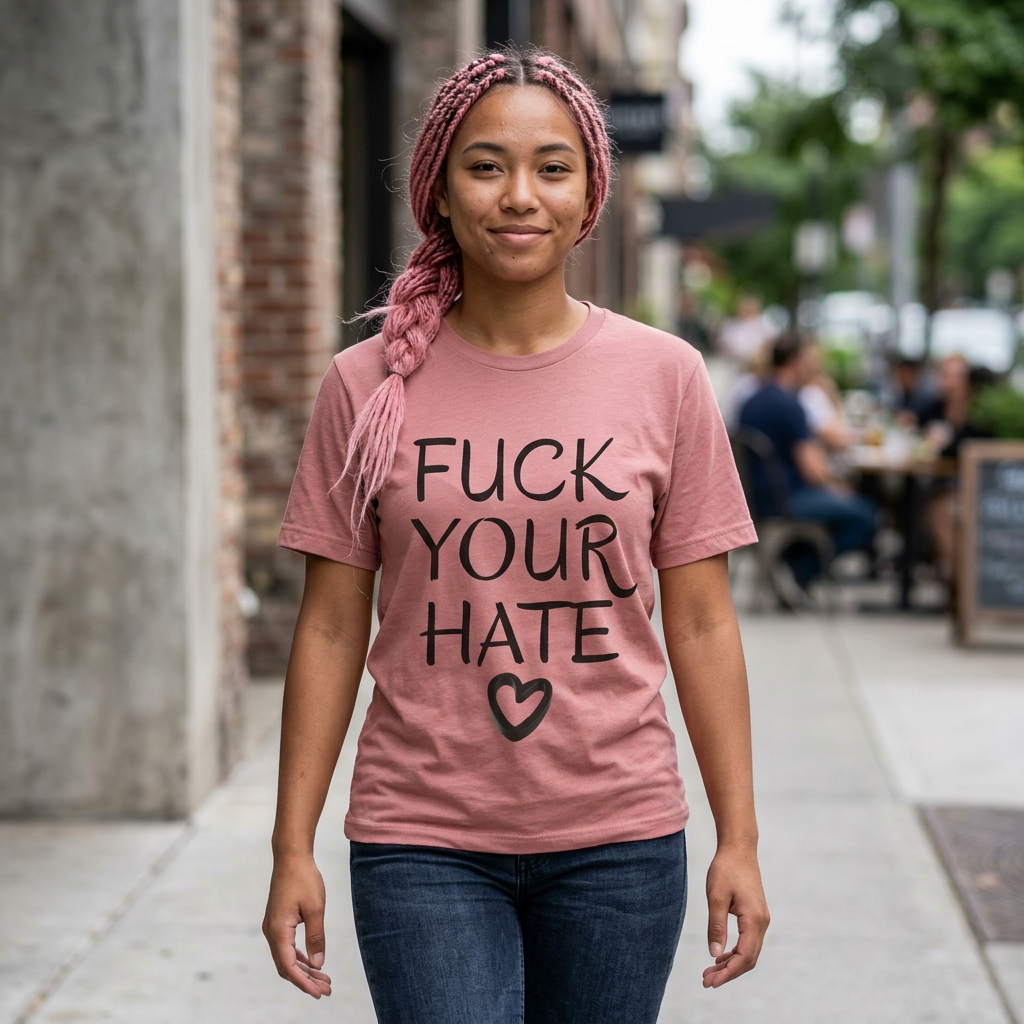 Fuck Your Hate premium tee gift for her Bella Canvas pink