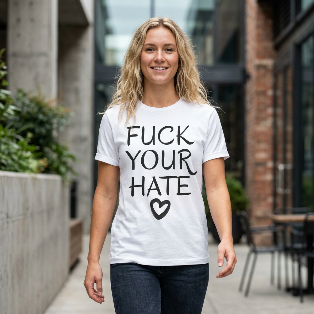Fuck Your Hate Bella Canvas 3001 white choose love feminist tee